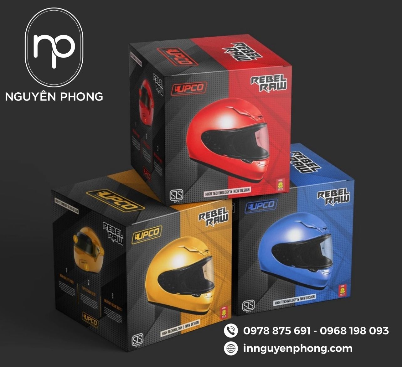 Mẫu hộp carton đựng mũ bảo hiểm giá rẻ